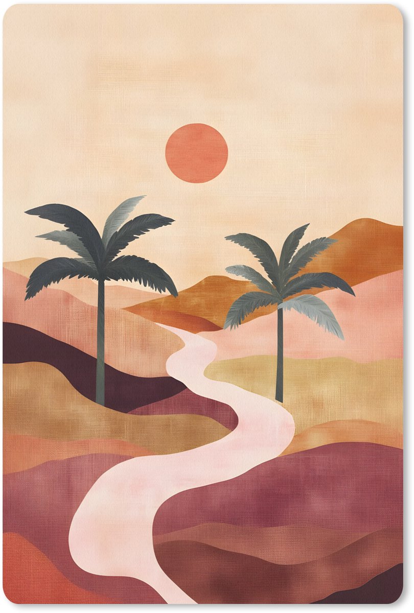 Muismat 18x27 cm - Mousepad Heuvels - Palmbomen - Abstract - Muismatten