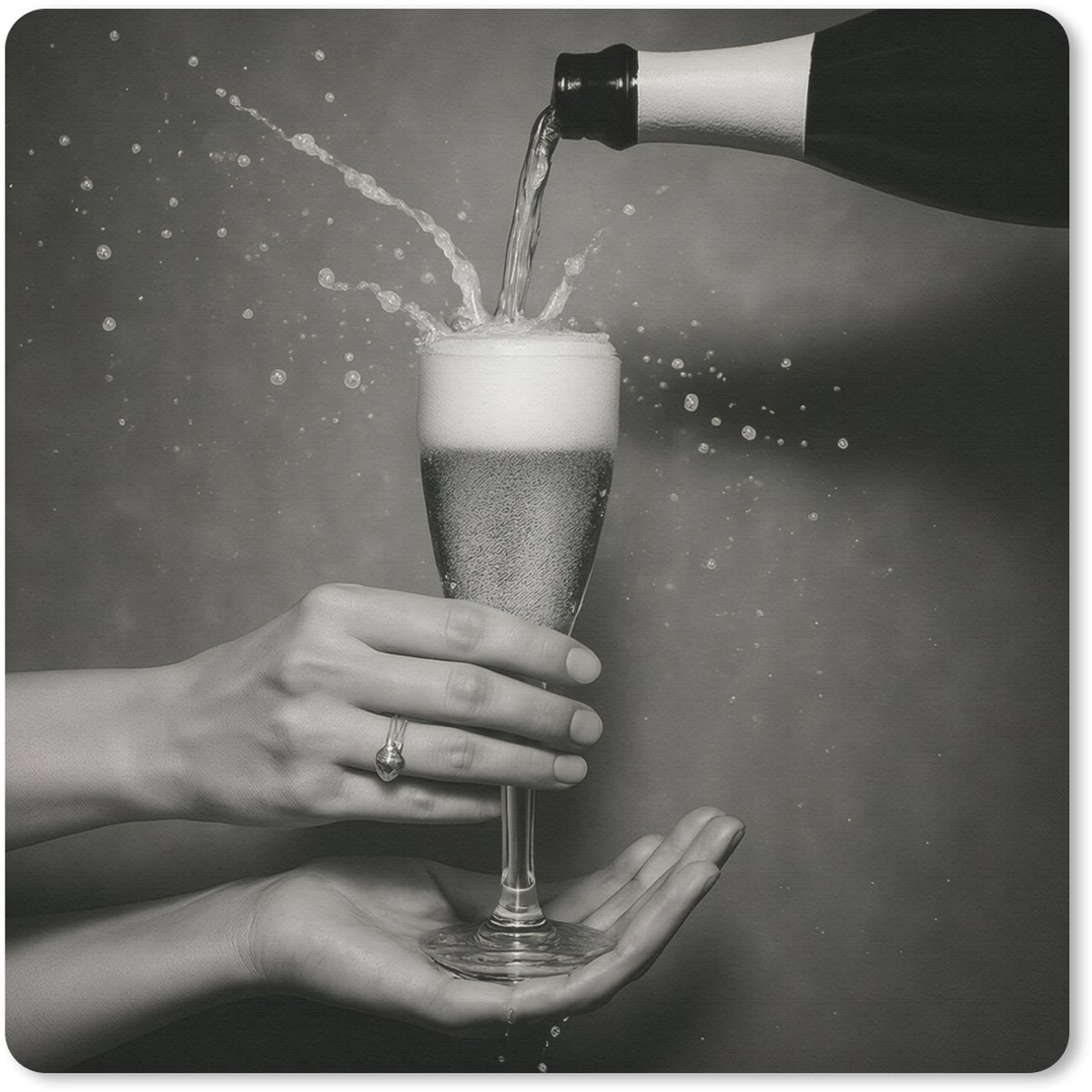 Muismat 30x30 cm - Mousepad Champagnefles - Glas - Minimalistisch - Spetters - Muismatten