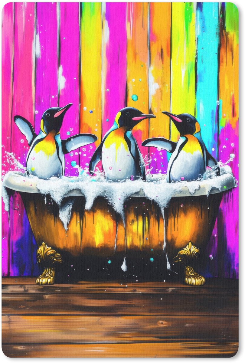 Muismat 18x27 cm - Mousepad Pinguïns - Badkuip - Kleurrijk - Schuim - Muismatten