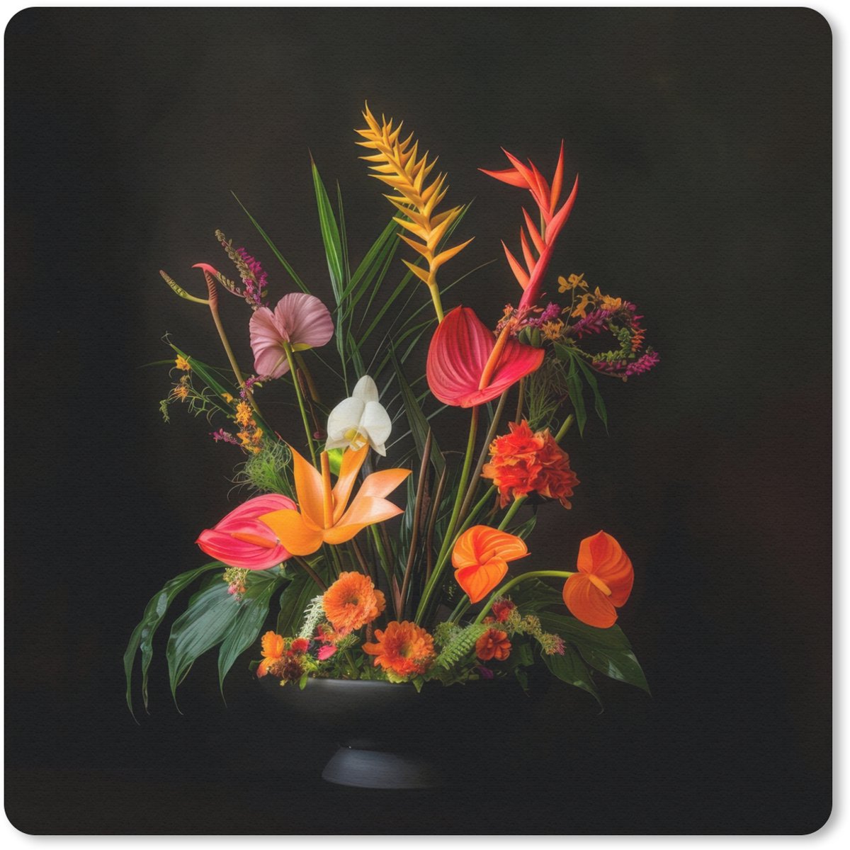 Muismat 30x30 cm - Mousepad Schaal - Boeket - Bloemen - Muismatten