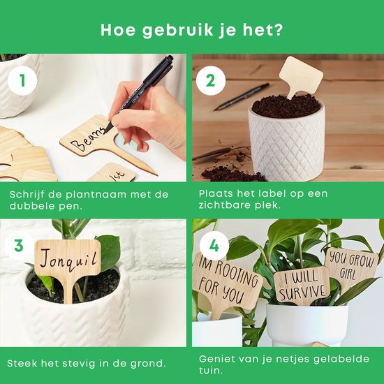 YUGN Étiquettes pour plantes 20 pièces - Bois - dont 1 stylo - Bouchons pour Plantes Étiquetage des plantes - Étiquetage des herbes - Étiquettes à coller Panneaux de potager - Astuce cadeau