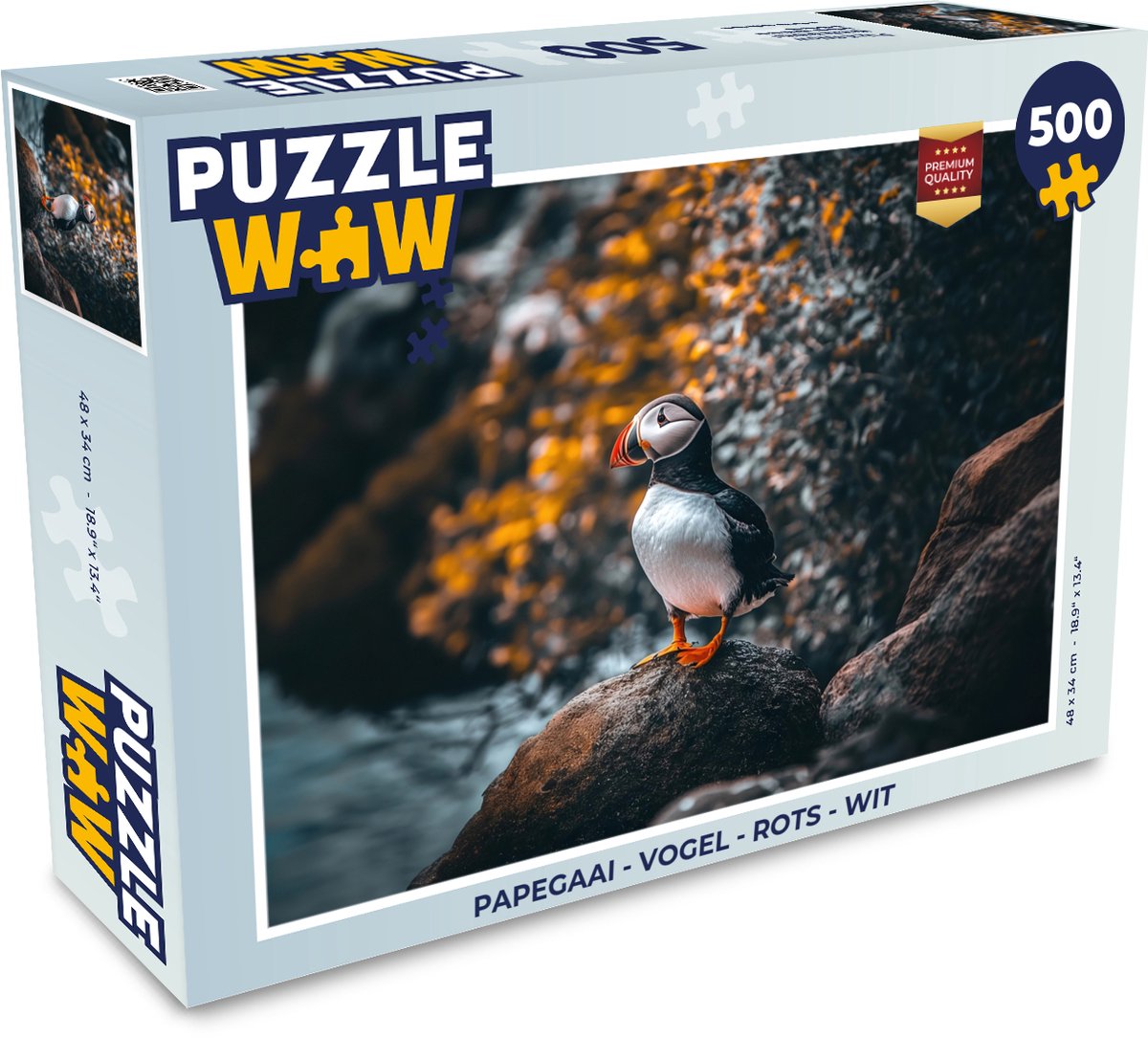 Puzzel Papegaai - Vogel - Rots - Wit - Legpuzzel - Puzzel 500 stukjes