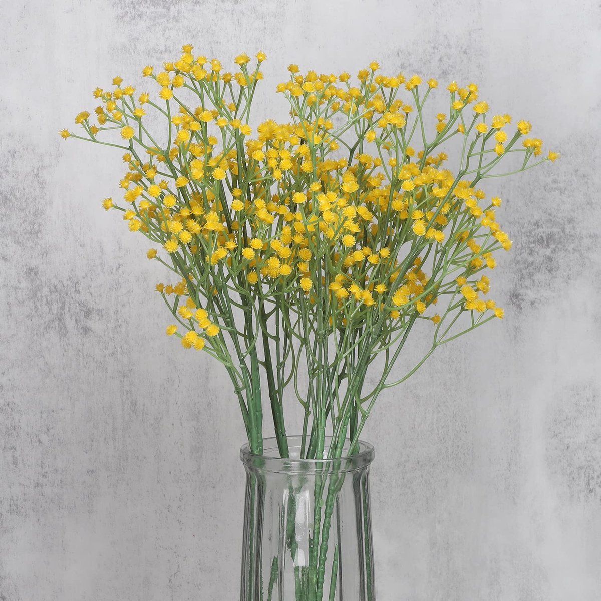 Ibenzoa Kunstmatige Gypsophila Bloemstukken voor Elegante Bruiloften en Feestelijke Decoratie, Geel, Set van 7 Stuks