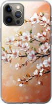 Telefoonhoesje Geschikt voor iPhone 13 Pro hoesje - Bloesemtakken - Schilderachtig - Roze - Siliconen Telefoonhoesje Telefoonhoesje