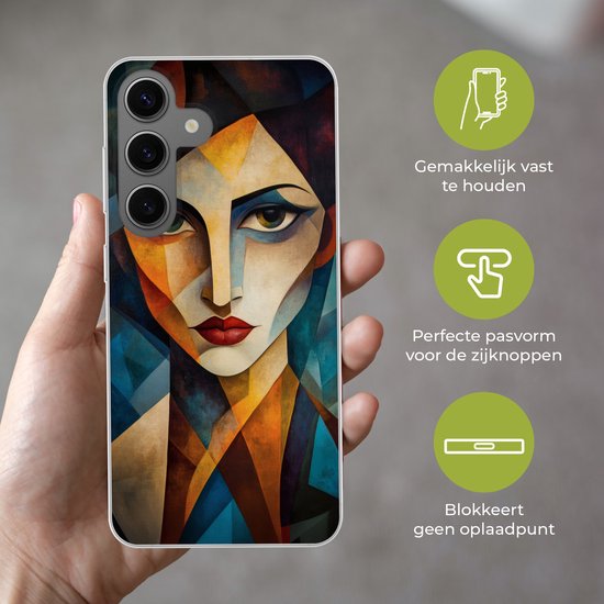 Telefoonhoesje samsung Galaxy S24 hoesje - Portret - Abstract - Vormen - Siliconen Telefoonhoesje Telefoonhoesje