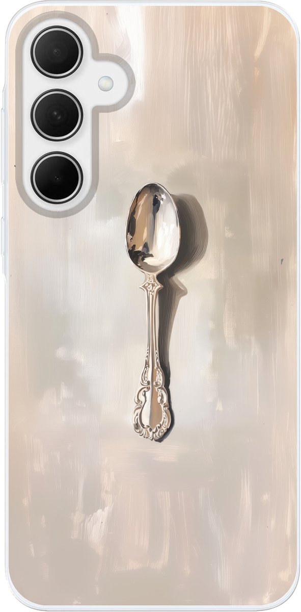 Telefoonhoesje Geschikt voor Samsung Galaxy A36 hoesje - Lepel - Verf - Zilver - Siliconen Telefoonhoesje Telefoonhoesje