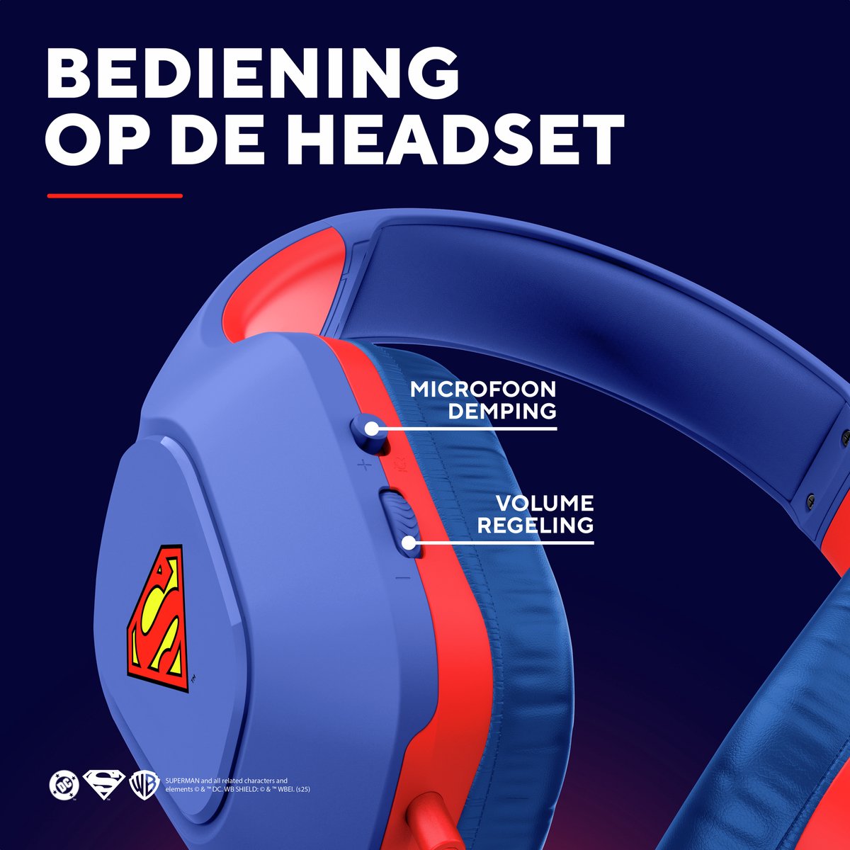 Trust GXT 415SM Zirox - Bedrade Superman Gaming Headset - voor PC, PS4, PS5, Xbox & Switch - Stereo - Superman Blauw thumbnail 2