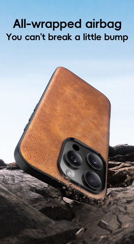 Iphone 15 pro max backcover hoesje bruin leer