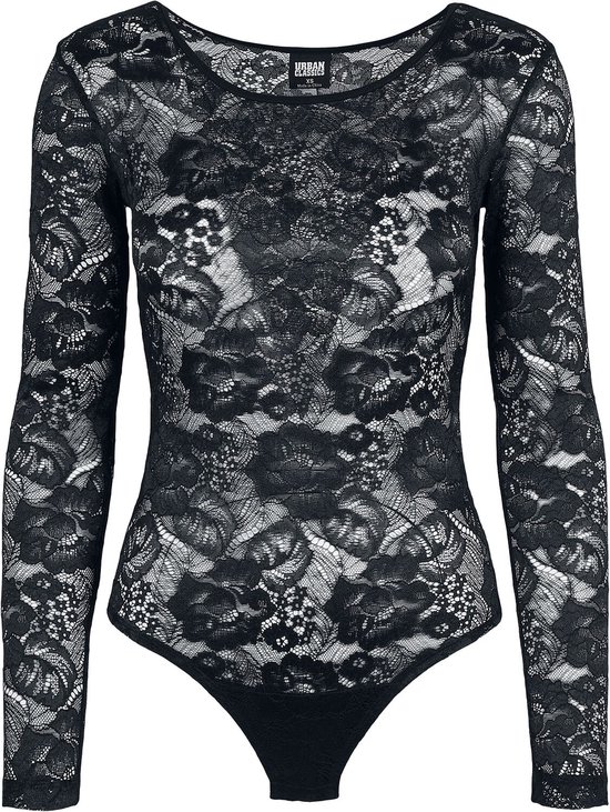 Urban Classics Lace Longsleeve Body Dames Body's - zwart - XS