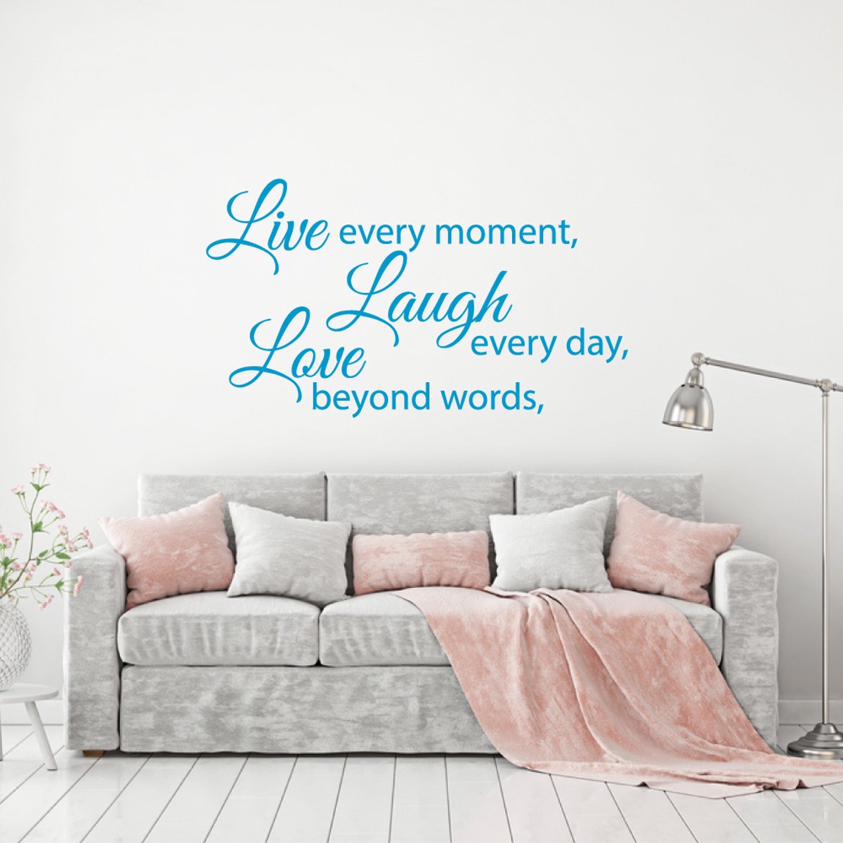 Muursticker Live Laugh Love - Bruin - 120 x 68 cm woonkamer muurstickers slaapkamer