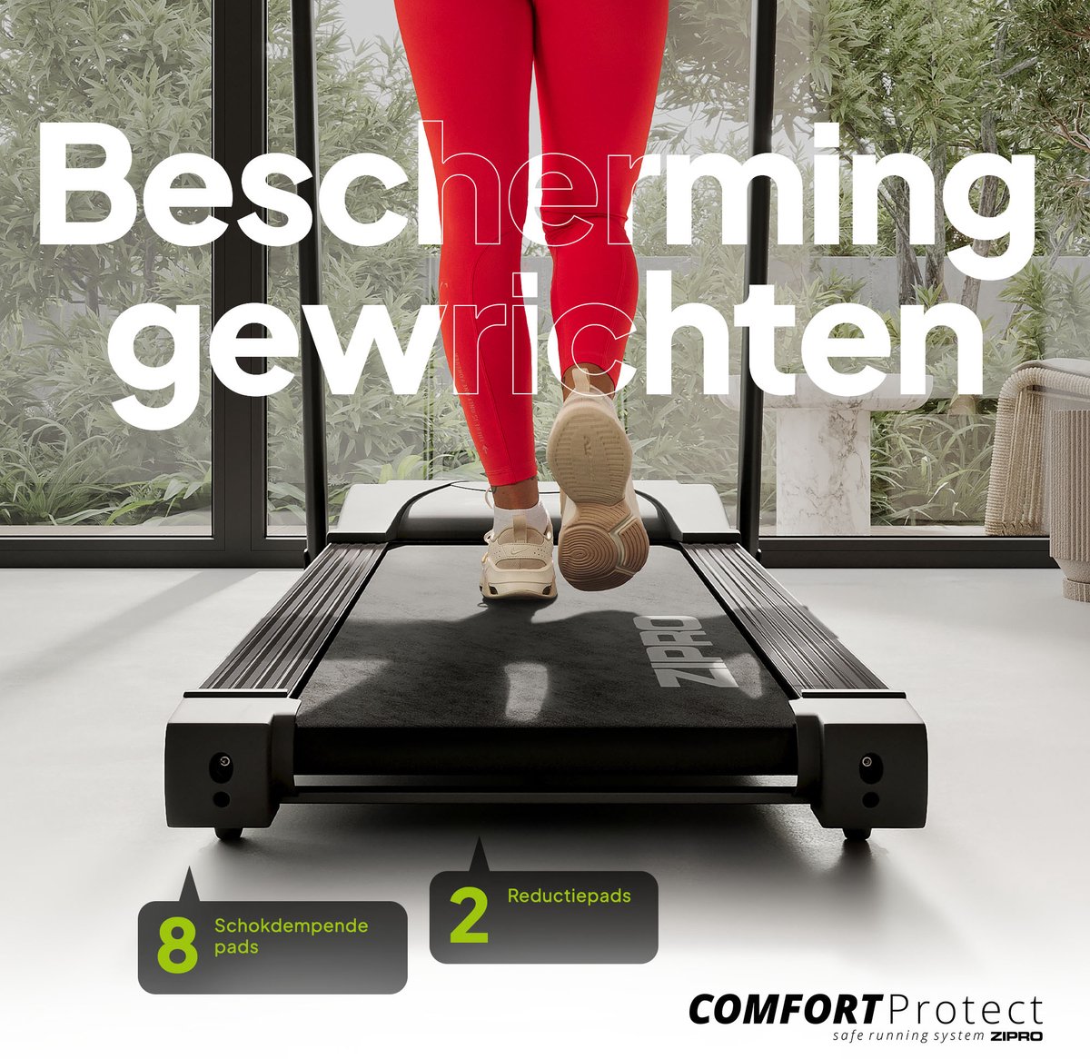 Zipro® Pulse Loopband 12 km/u Zwart Dempingssysteem - afbeelding 2