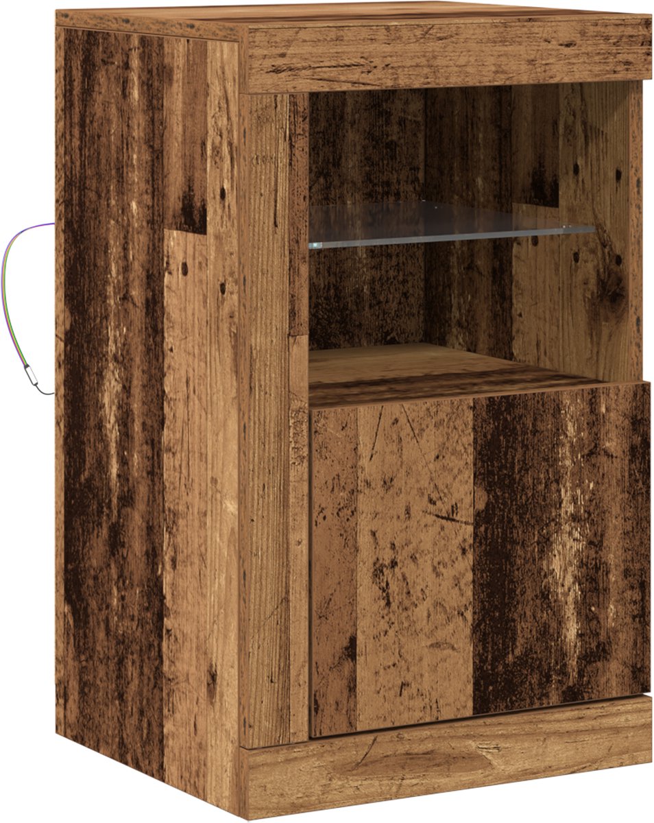 vidaXL LED - Dressoir - 41 - x - 37 - x - 67 - cm - Bewerkt - hout - Oudhout