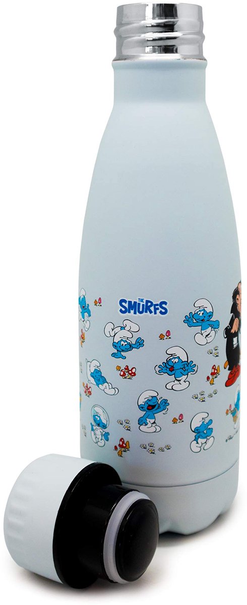 Nerthus FIH 755 Thermosfles dubbelwandig design Smurfen wit 350 ml, roestvrij staal, BPA-vrij, 18/8, 350 ml