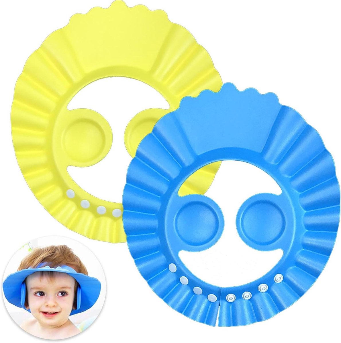 Verstelbare Babybadmuts Waterdicht Shampoovizier voor Kinderen - 2 Stuks in 2 Kleuren - Haarwasschild voor Badtijd - Babydouchemuts voor Peuters en Baby's