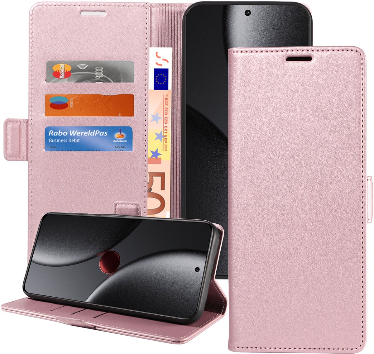 Book Case geschikt voor Xiaomi 15 Ultra Hoesje - Magnetische Sluiting - Portemonnee Rose