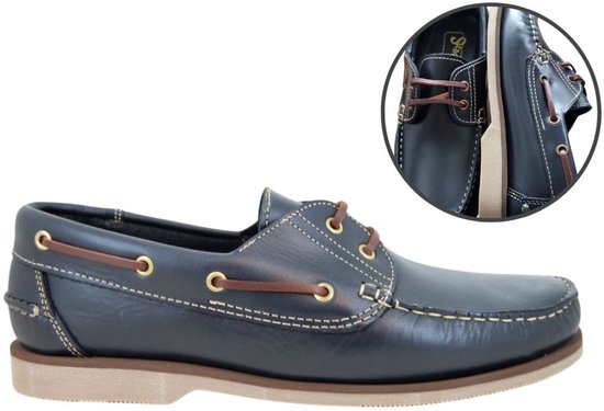 Stravers - Chaussures bateau à semelle antidérapante Blauw Taille 47 Chaussures de voile pour homme Grande taille