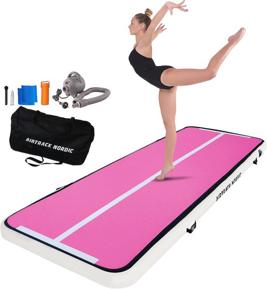 MEKETUM Air Gym Track Gymnastiekmat, opblaasbaar, 2 m, 3 m, 4 m, 5 m, dik, 10/20 cm, voor thuis, training, tumbling, yoga, outdoor, fitness (roze, 5 m² MEKETUM Air Gym Track Gymnastiekmat, opblaasbaar, 2 m, 3 m, 4 m, 5 m, dik, 10/20 cm, voor thuis, training, tumbling, yoga, outdoor, fitness (roze, 5 m²