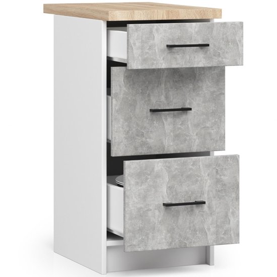 LIMA Staan Kast S50 met Blad Wit/Eiken Sonoma, 1 Lade & 2 Planken, 50cm Breed, Mat Afwerking, Zelfmontage