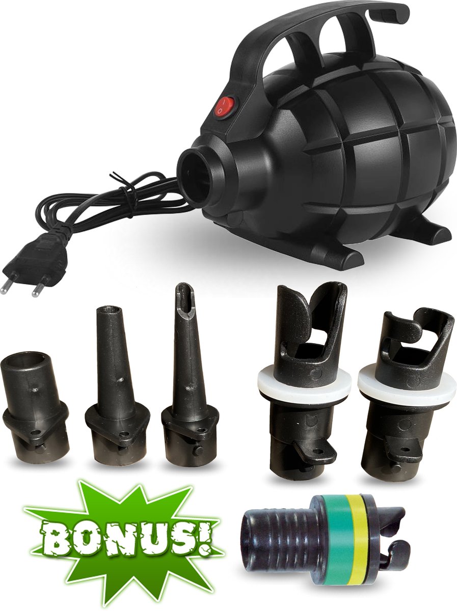 YouAre elektrische hogedruk luchtpomp | 600 Watt sterk | bajonet adapters | taps-toelopende opzetstukjes | voor AirTrack turnmat luchtbed — YouAre air gymnastiek mat mini-blower | Compacte lichtgewicht gym Lucht pomp opblazen leegzuigen compleet