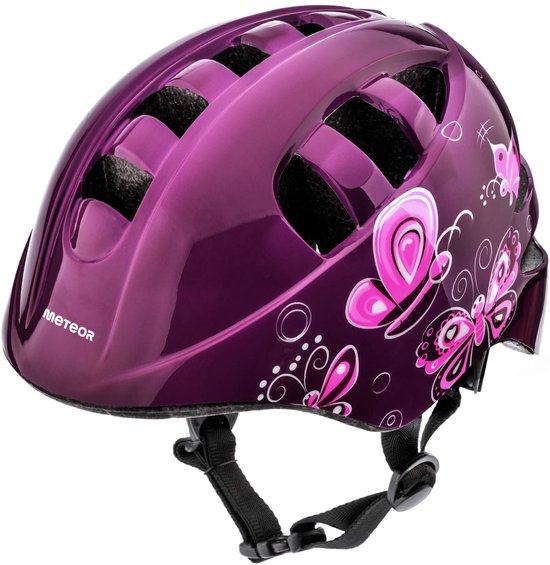 Meteor - Fietshelm - KS08 S 48-52 cm - roze vlinders
