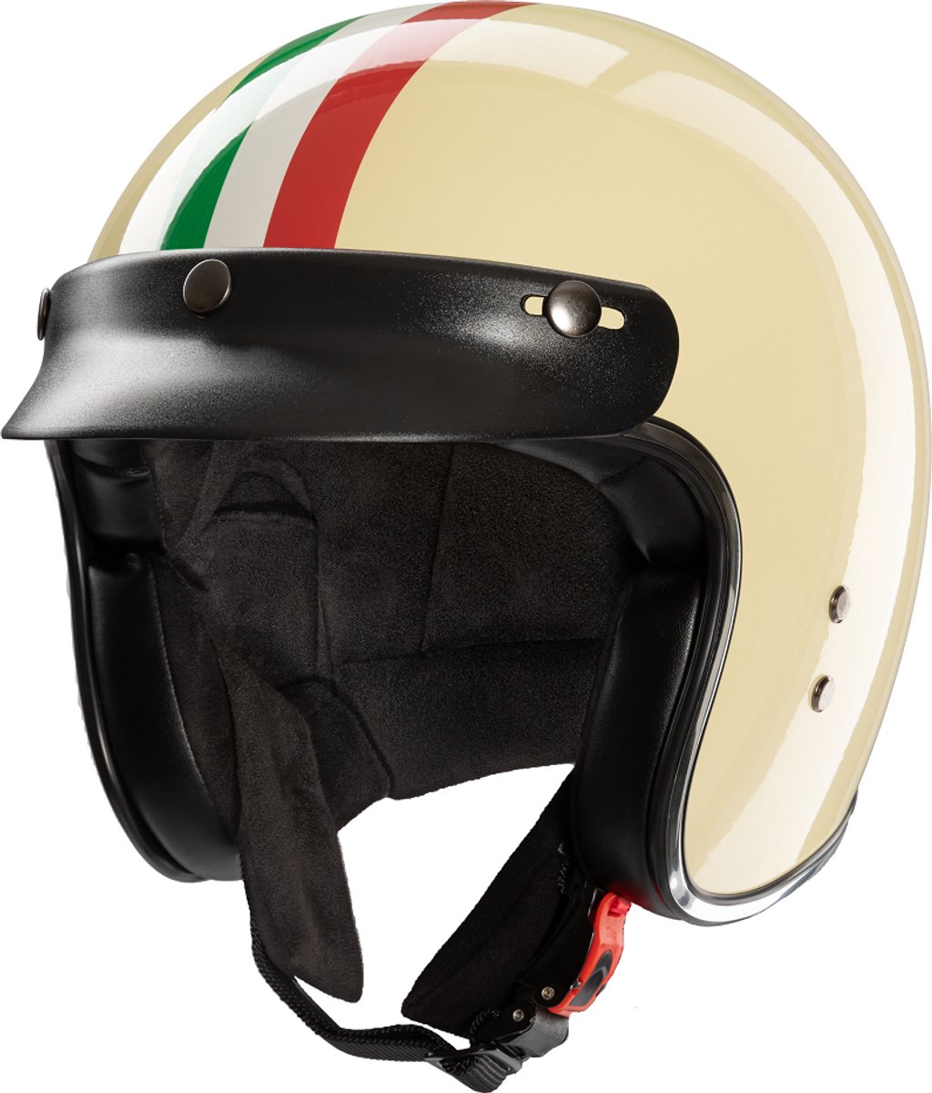Redbike RB-802 - Retro Jethelm - Italia - Maat XS - Scooterhelm - Italiaanse kleuren - Ook voor Motor, Brommer en Snorfiets - ECE 22.06