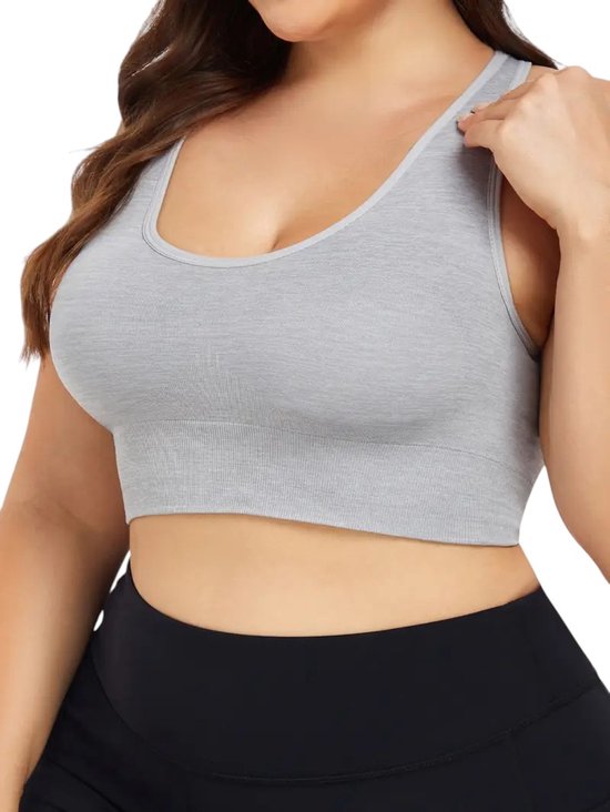 BH -gorge de Sport - Confortable - Impact élevé - Maintien - Respirant - Léger - Dos Cross- Avec coussinets amovibles - Plus taille - Grijs - Taille 4XL