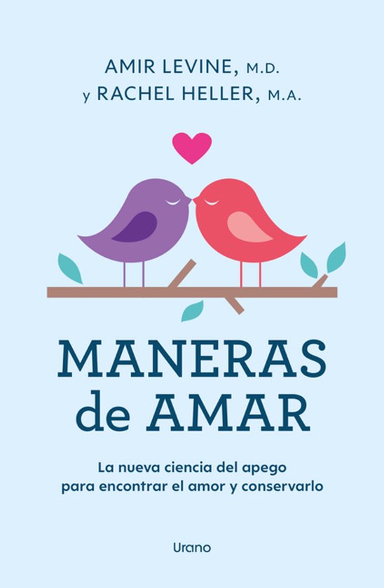Boek 'Maneras de Amar' met twee paarse en rode vogels op een tak onder een hart. Titel in het Spaans.
