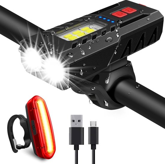 Foto: Lzwintrading fietsverlichting usb oplaadbaar super helder led fietsverlichting voor nachtrit fietslicht voor en achter led fiets koplamp waterdicht koplamp achterlichtsets voor wegfiets en mountainbike fietslamp fietslichten fietslampjes