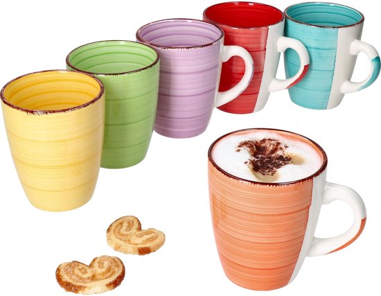 Set de 6 tasses à café de couleur unie