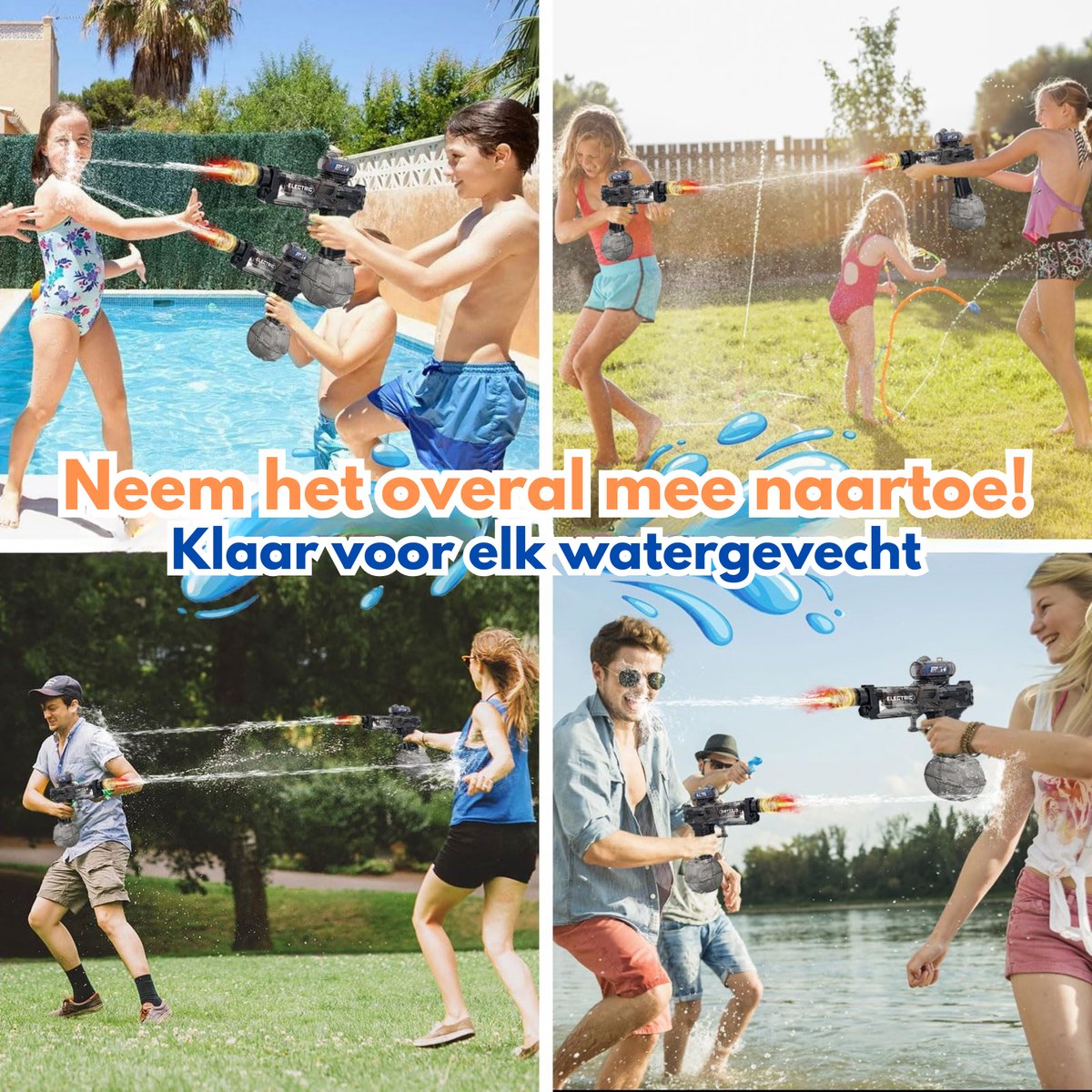Pumpify Waterpistool – 2 in 1 – Elektrisch Waterpistool – Buitenspeelgoed – Super Soaker – Waterspeelgoed – Met Flits Bij Ieder Schot – Watergeweer – Speelgoed - 3 Jaar - 4 Jaar - 5 Jaar - Glock – Watergun – Waterblaster - Zwart + Blauw — afbeelding 3