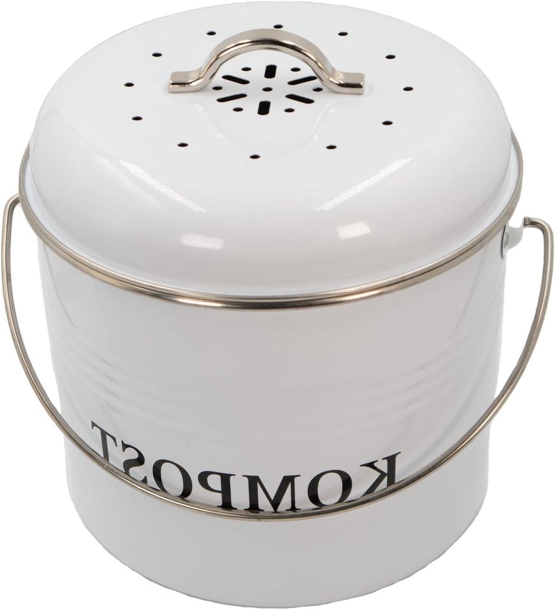 Compostemmer voor de keuken 3 liter - Inclusief 2 houtskoolfilters - Afvalcontainer met zwenkhandgreep - 21.5 x 19 x 20.5 cm