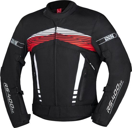 IXS RS-400-ST 3.0 Waterdichte Zwart Wit Rood Textiele Motorjas - Maat XL - Jas