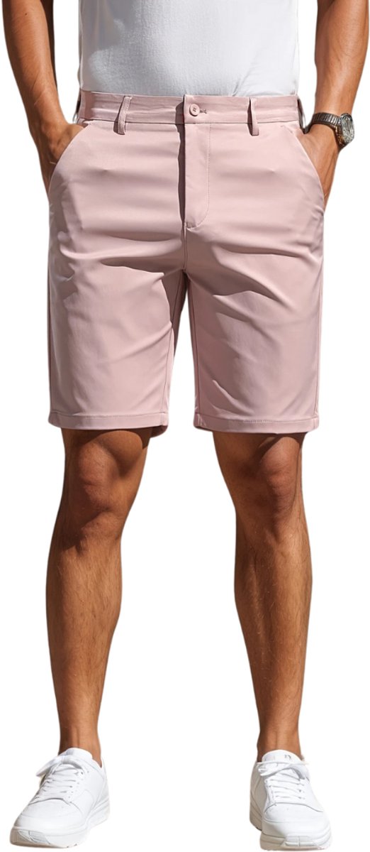 Nivard Korte Broek Heren Golfbroek Spijkerbroek met Zakken Volwassenen Jongens Shorts Roze