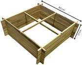 Moestuinbak met 4 Vakken en Worteldoek Geïmpregneerd 80 x 80 x 27 cm