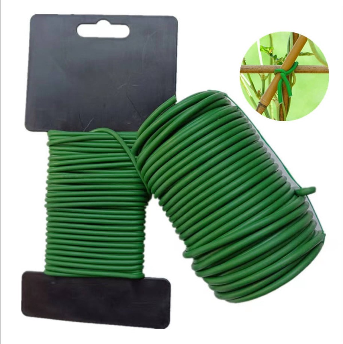 KADAX Tuindraad 3 mm x 8 m, groene binddraad voor het vastzetten van planten, gecoat, weerbestendig, tuindraad, bloemenbinddraad, met hoes (1 stuk)