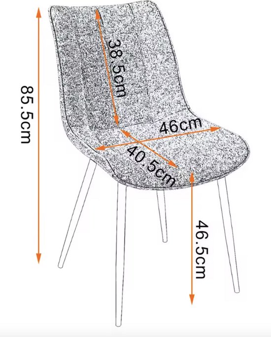 Chaises de Chaises Varnox - Chaises de table à manger - Chaises - Chaise de salle à manger - Cuir synthétique - Set de 4 - Gris foncé - Pieds noirs