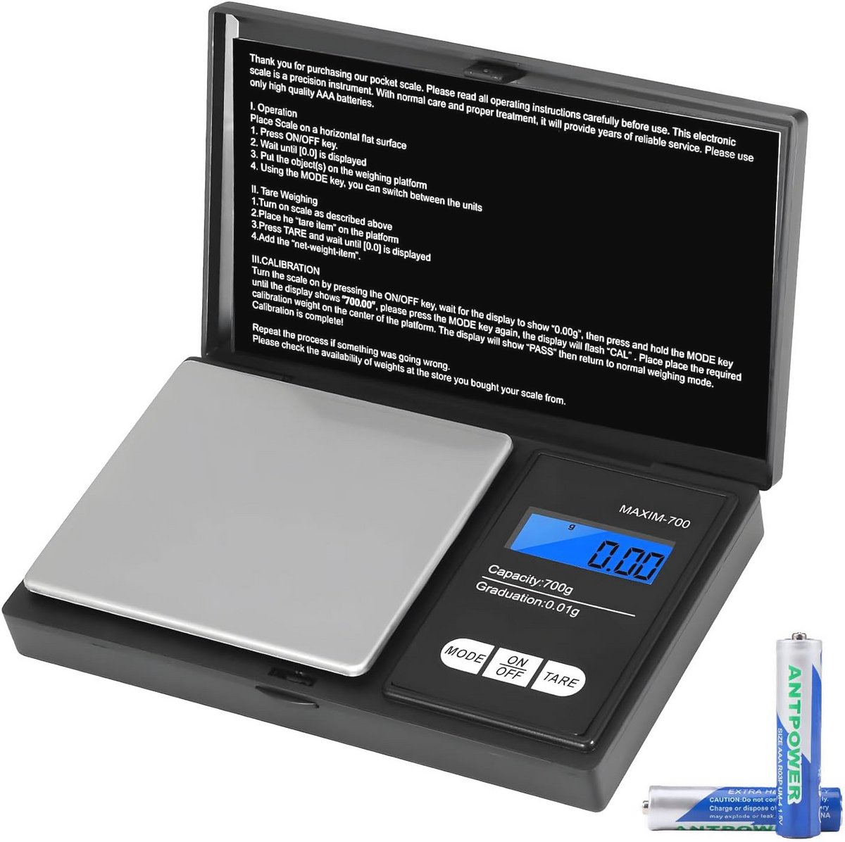 Draagbare Precisieweegschaal tot 700 g - Digitale Keukenweegschaal met LCD-display en Tarra-functie