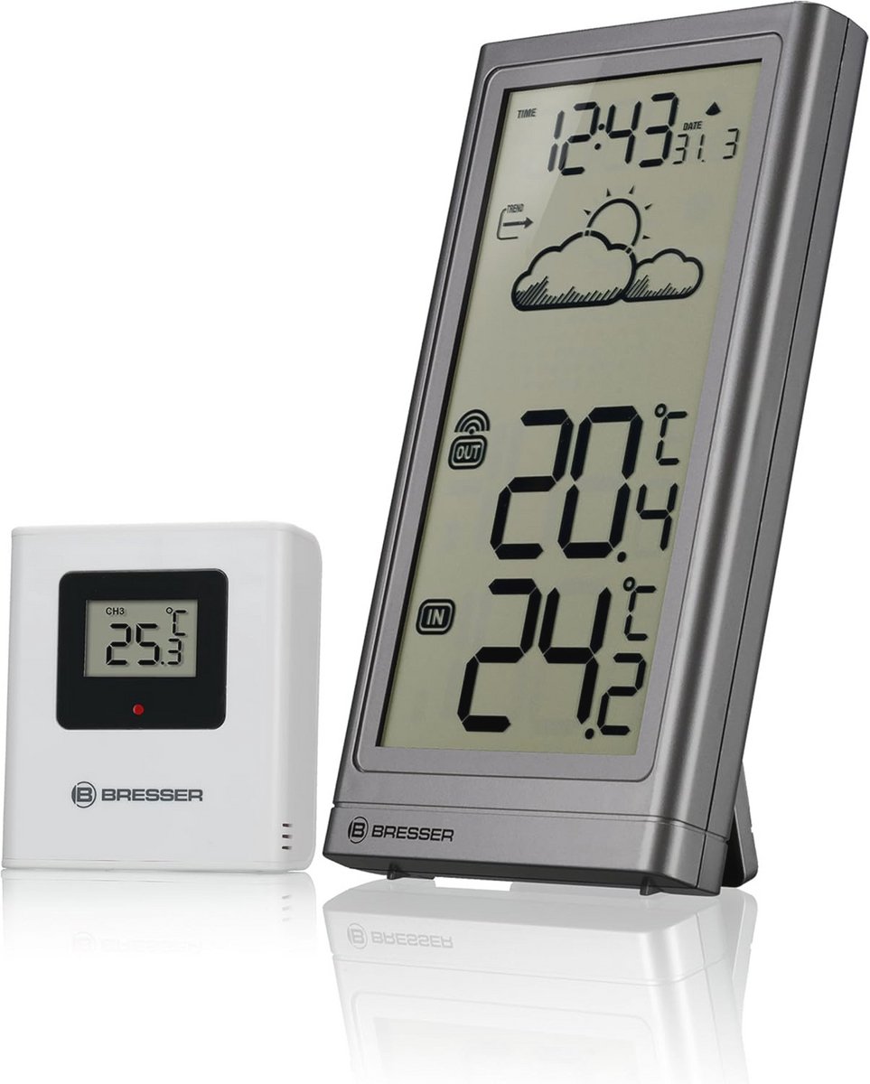 Draadloos weerstation met buitensensor en weersvoorspelling - Thermometer met binnen- en buitentemperatuur