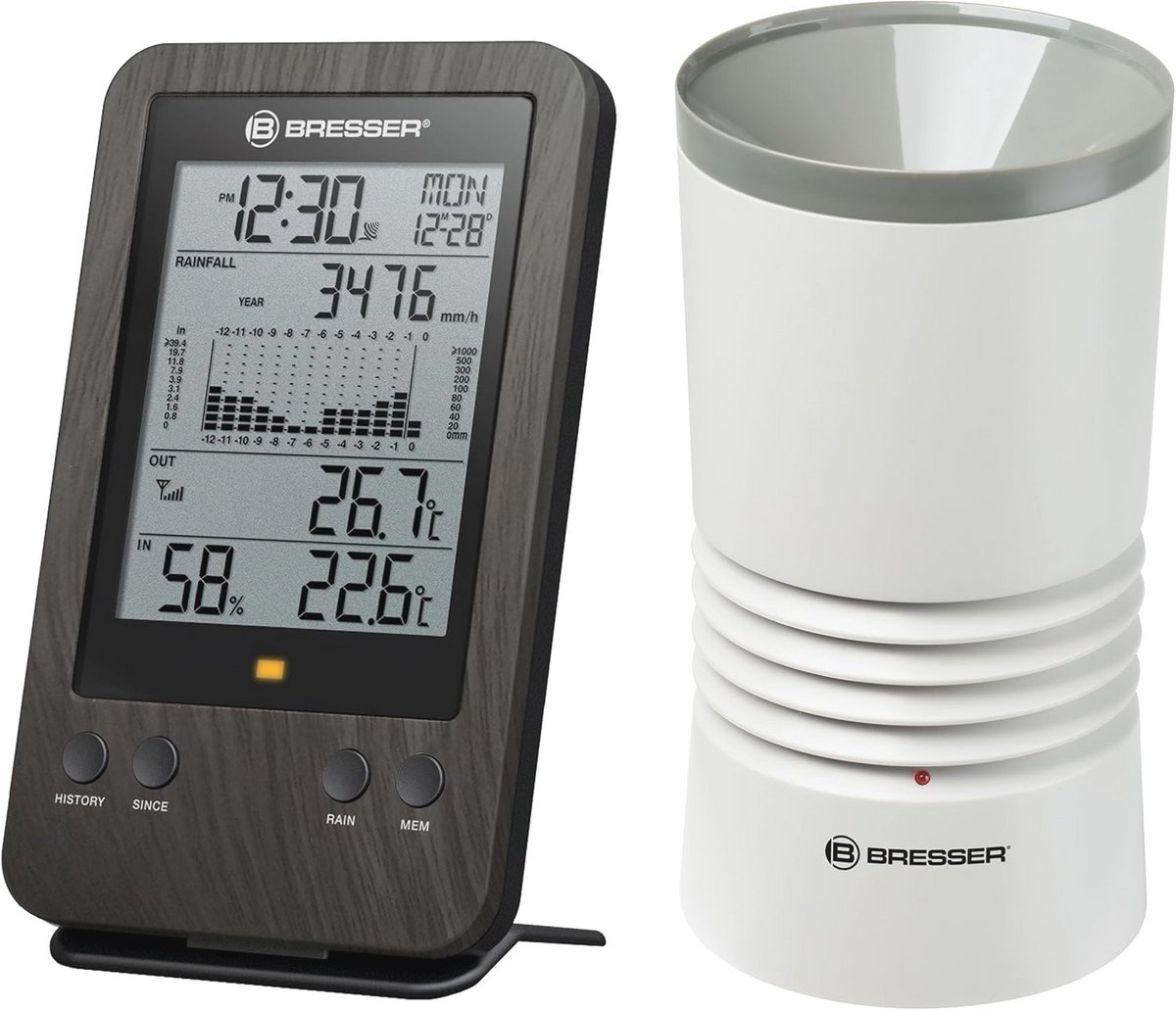 Professionele Weerstation met Buitensensor en Regenmeter in Houtlook