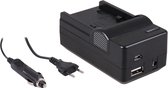 Huismerk 4-in-1 acculader voor Sony NP-FH50 / NP-FH70 / NP-FH100 - compact en licht - laden via stopcontact, auto, USB en Powerbank