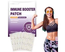 Immuunsysteem versterkende Sticker / Pleister - IMMUNE BOOSTER Patch - Stimuleert immuunsysteem - ontstekingsremmend - helpt in vorm te komen - Transdermale pleister - Zink, Vitamine C, Vitamine D, Echinacea, Green tea, olijf