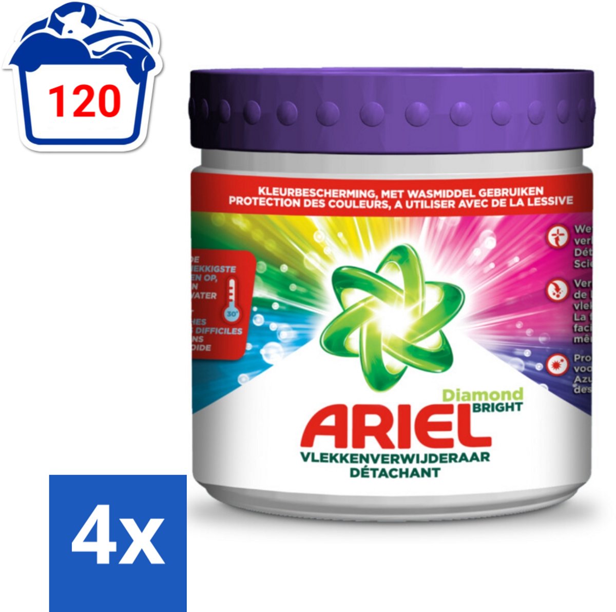 Ariel Vlekverwijderaar Diamond Bright Gekleurde Was 500 gr - Voordeelverpakking - 4 stuks