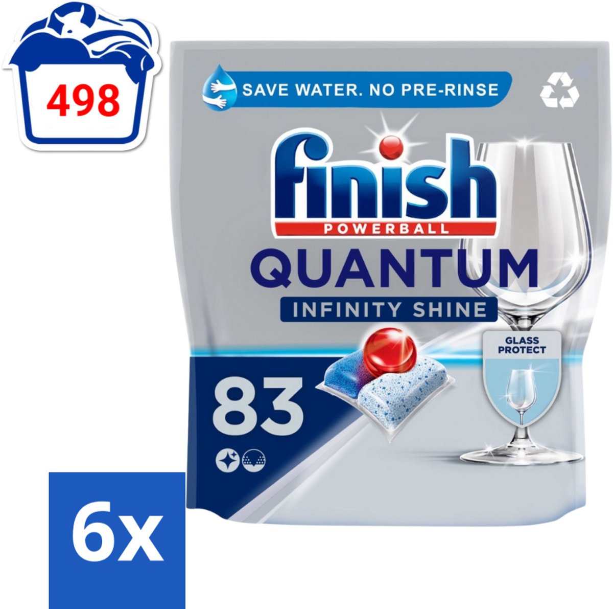 Finish – Vaatwastabletten – Quantum Infinity Shine – 83 Capsules - Voordeelverpakking - 6 stuks