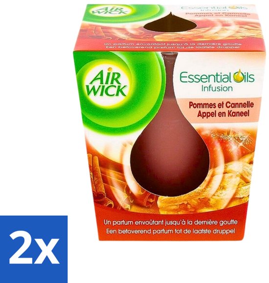 Air Wick Essential Oils - Geurkaars - Appel & Kaneel - 30 Uur Brandduur - Voordeelverpakking - 2 stuks