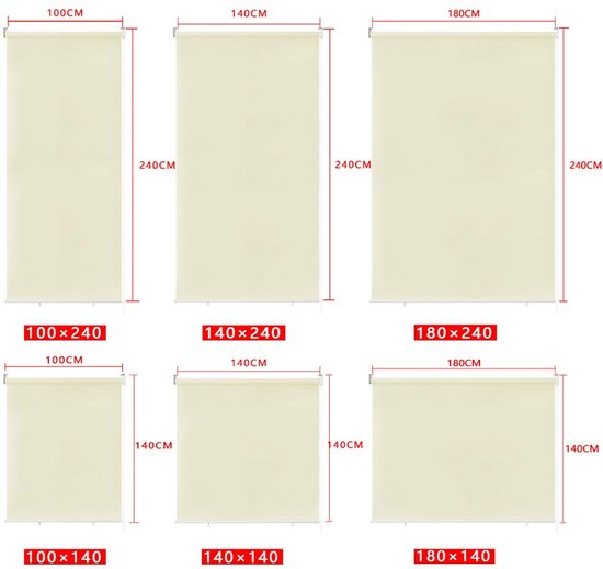 Store enrouleur d'extérieur Aufun, store vertical, protection solaire pour balcon, Protection solaire-vue, rideau occultant, Protection UV, protection contre le vent (180 x 140 cm, beige)