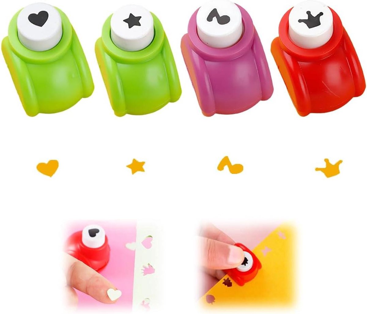 4 stuks papiersnijder decoratieve snijmachine cirkels perforator voor papier scrapbooking rond album DIY - Multicolor