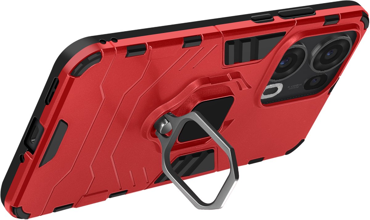 Avizar Hoesje Geschikt voor Oppo Reno 13 Pro Schokbestendige Steunring, Rood
