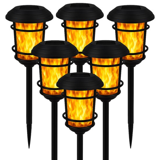 6 stuks solar tuinfakkel met sensor