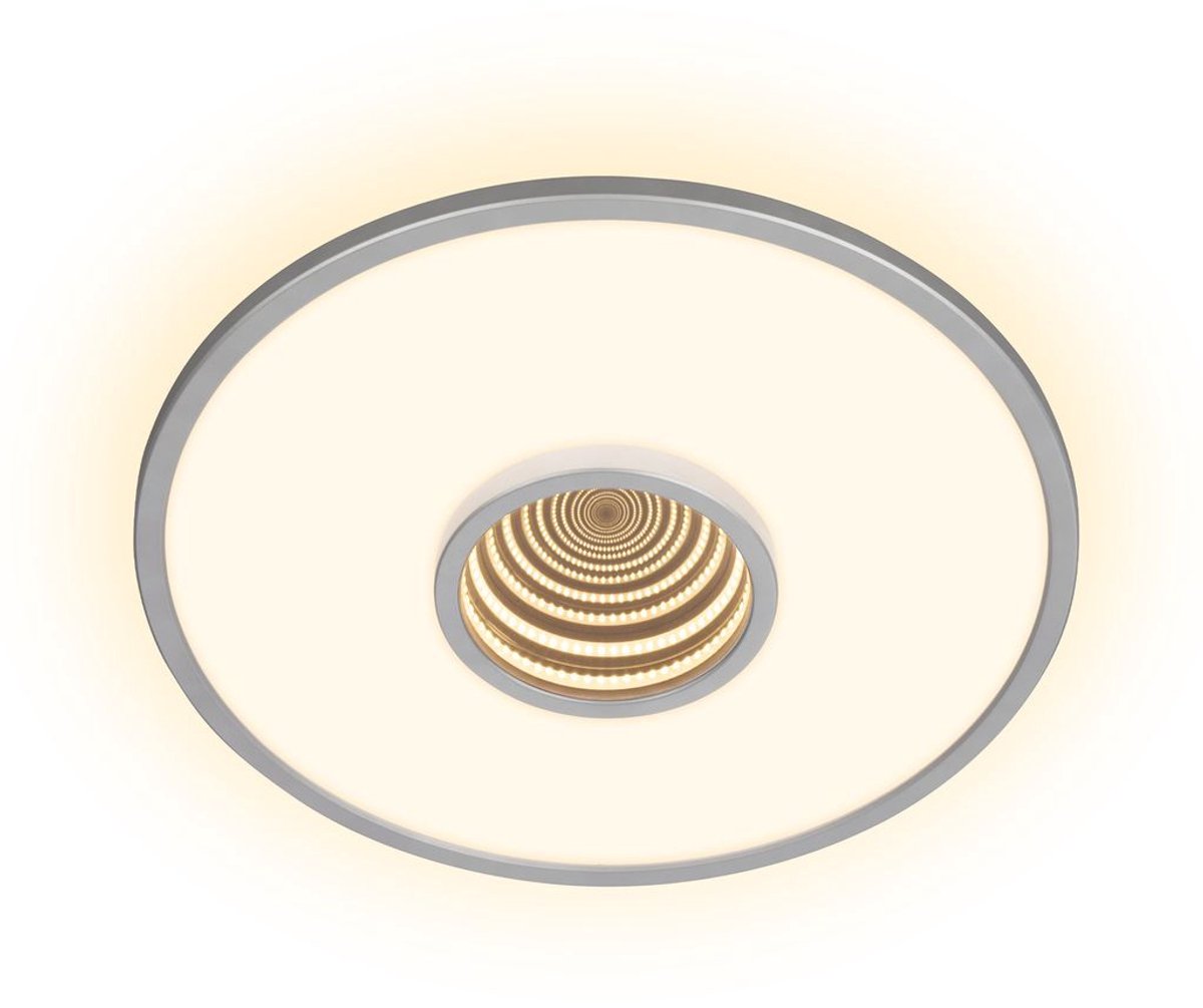 Briloner Toro - LED plafondlamp - 3847014 - Tunnel effect - 3 schakelstanden - Indirect licht - Memory functie - Warm wit licht - Ø42 x 4 cm - Mat chroom