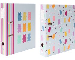 Kangaro ordner - B'LOG SWEET CANDY - formaat A4 - 2-rings - 2 stuks - met aardbeiengeur - AN-122589-A